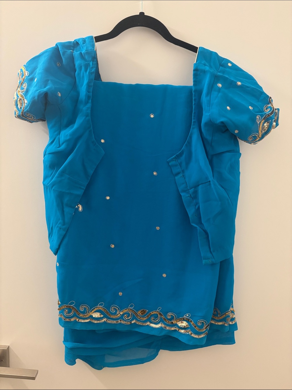 Traditional Embroidered Blue Women's Saree with Blouse
